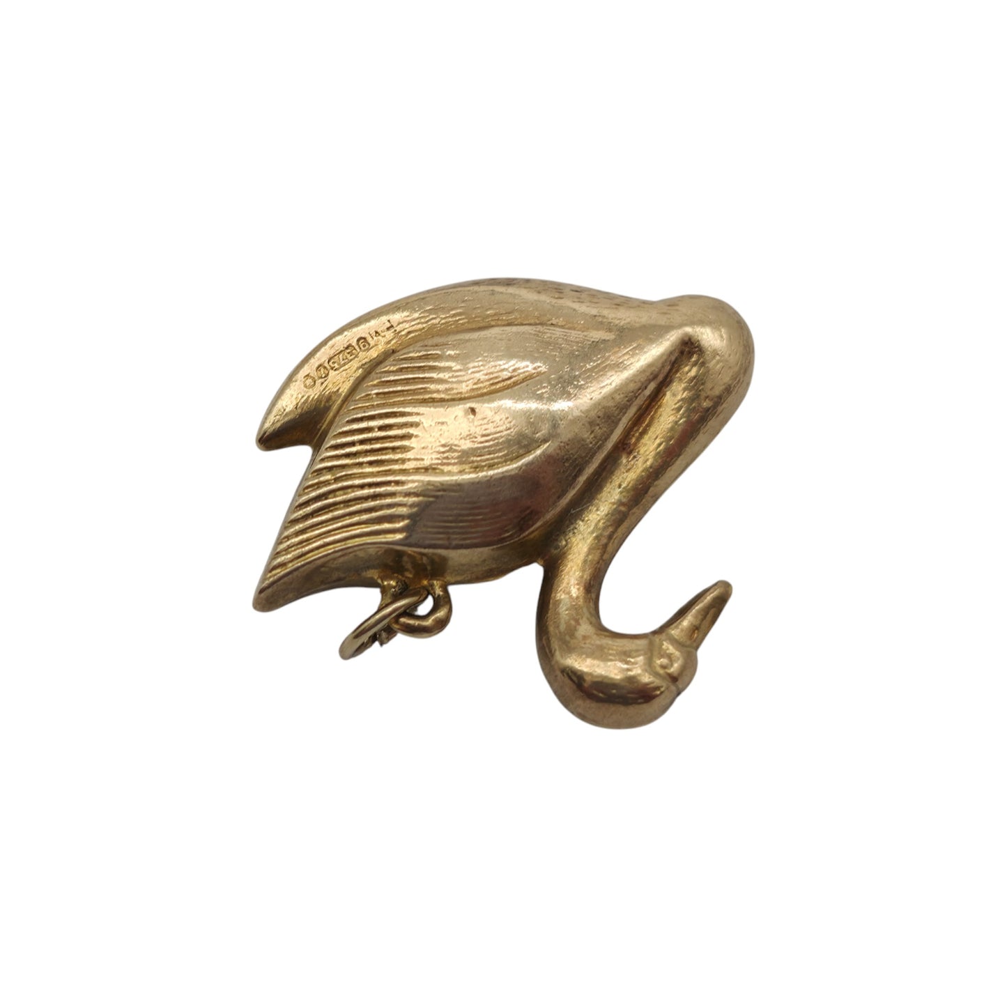 9ct 375 Yellow Gold Swan Charm 1966 L 2.1 cm 1.9 g.