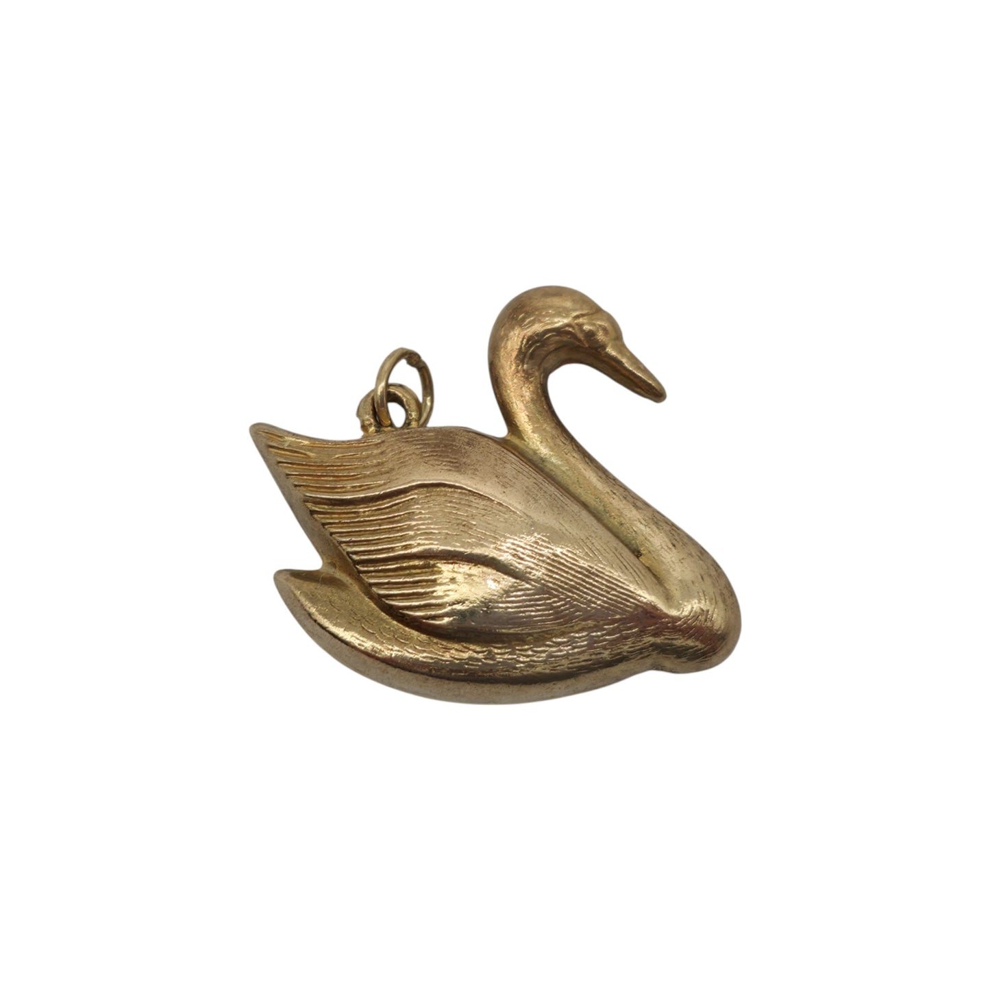 9ct 375 Yellow Gold Swan Charm 1966 L 2.1 cm 1.9 g.