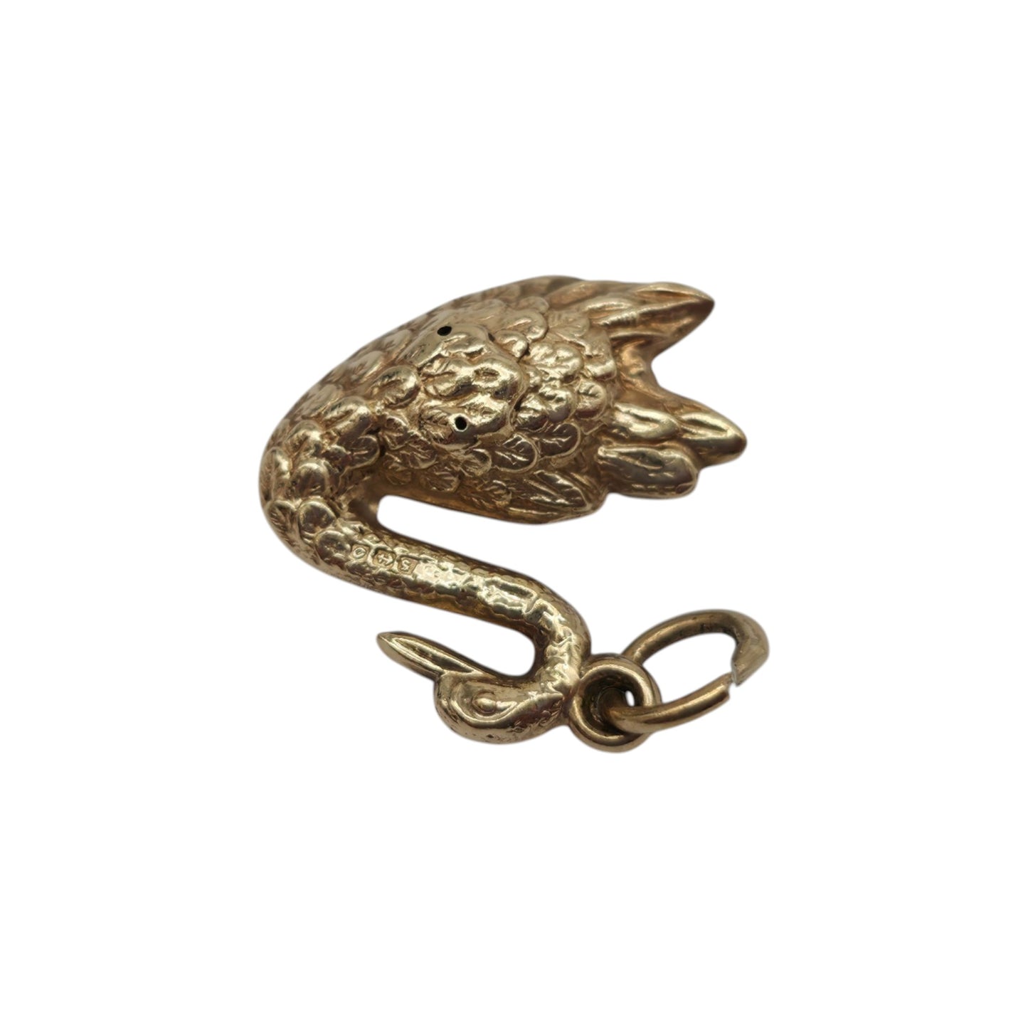 9ct 375 Yellow Gold Swan Charm 1963 L 1.6 cm 0.9 g.