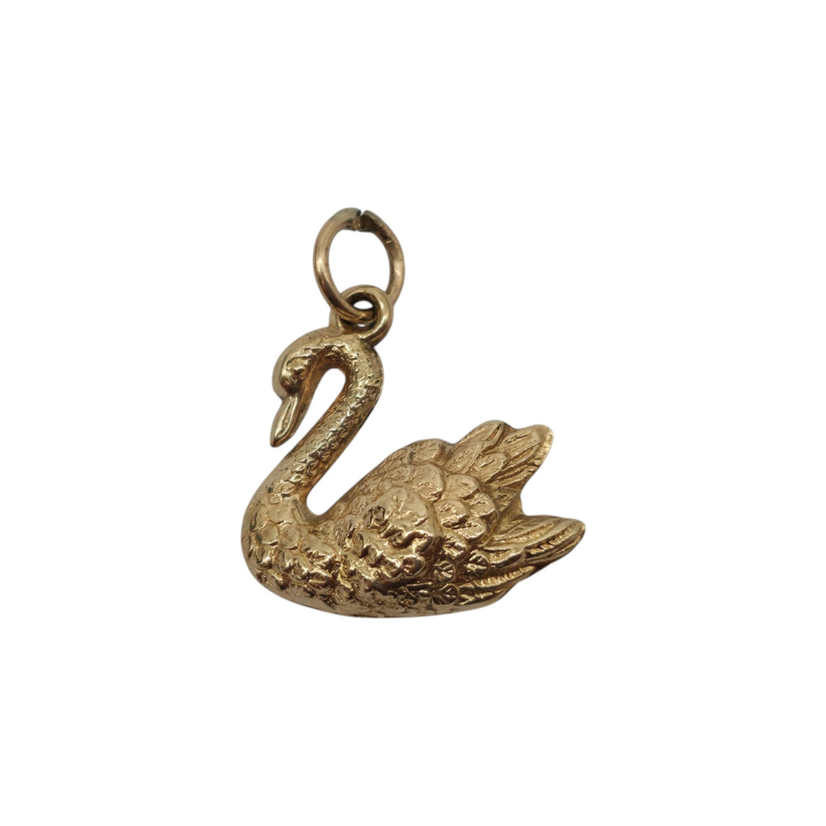 9ct 375 Yellow Gold Swan Charm 1967 L 1.6 cm 0.9 g.