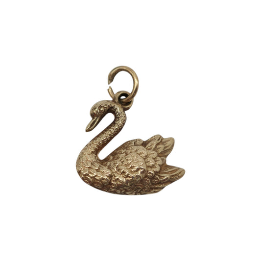 9ct 375 Yellow Gold Swan Charm 1963 L 1.6 cm 0.9 g.