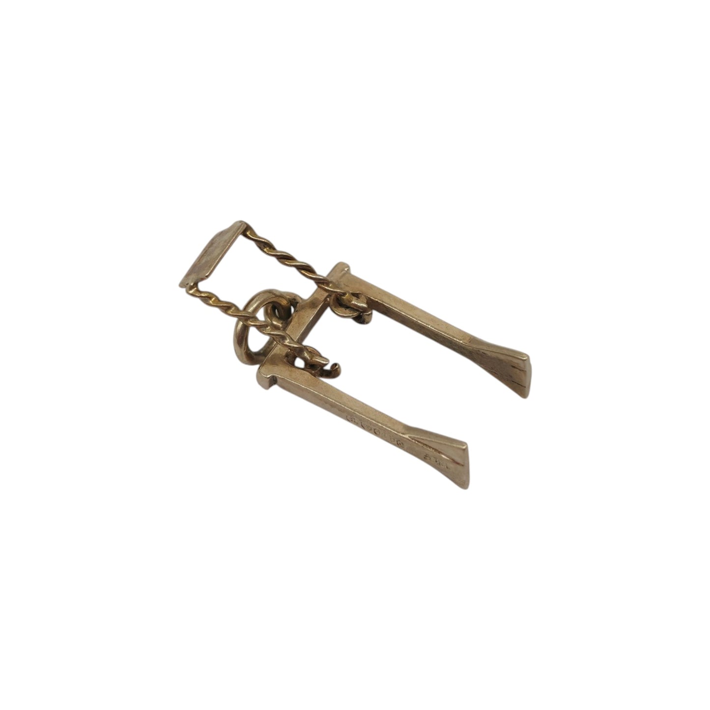 9金 375 イエローゴールド 可動式ブランコ チャーム 1951年製 長さ1.2cm 0.8g.