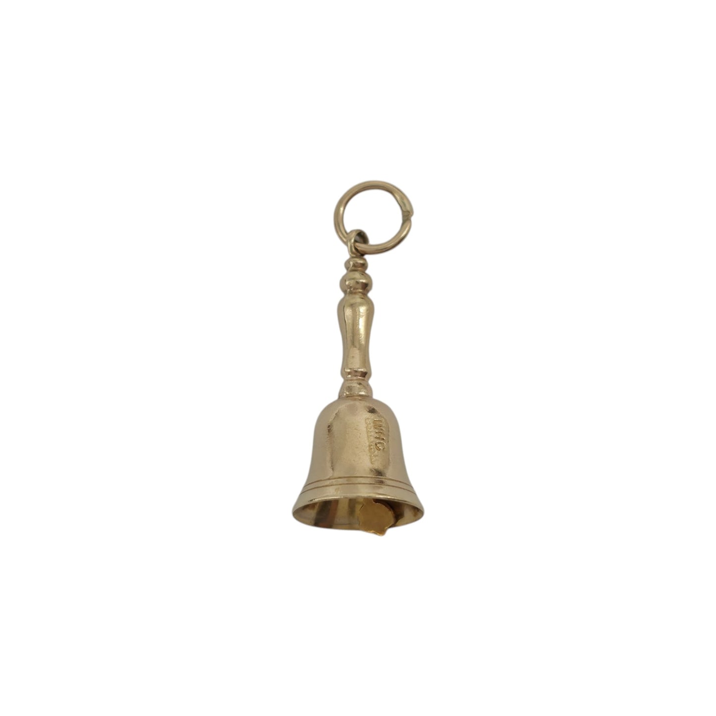 9ct 375 Yellow Gold Table Bell Charm 1962 L 2.0 cm 0.9 g.