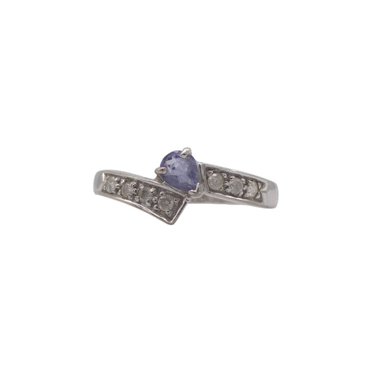 9ct 375 White Gold Tanzanite & Diamonds Ring
