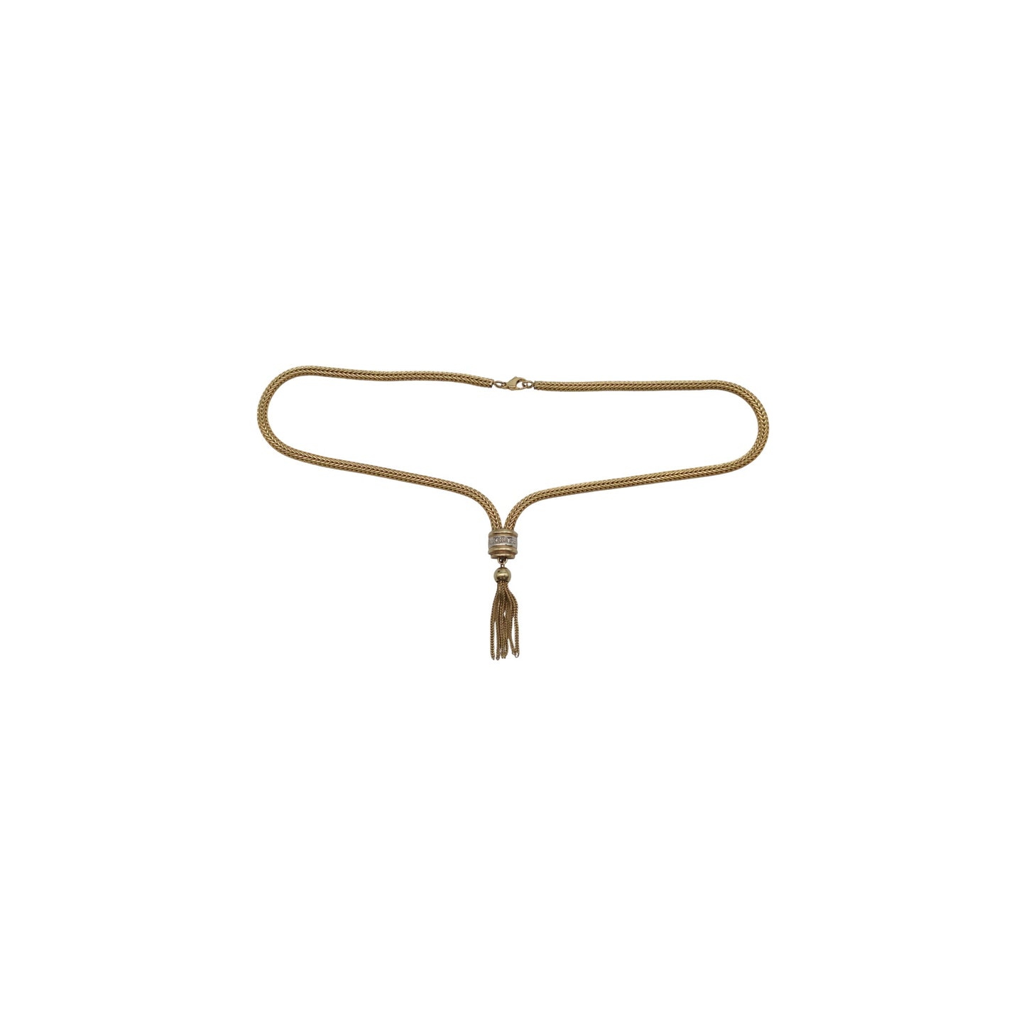 9ct 375 Yellow Gold Tassel Necklace With Diamonds L 39.3 cm 15.0 g.