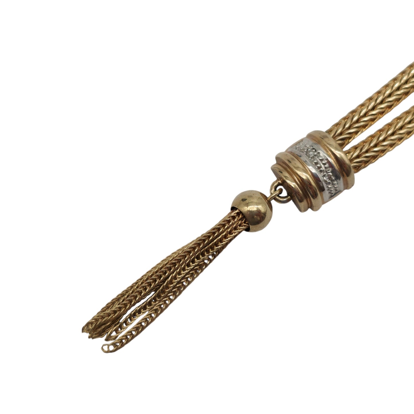 9ct 375 Yellow Gold Tassel Necklace With Diamonds L 39.3 cm 15.0 g.