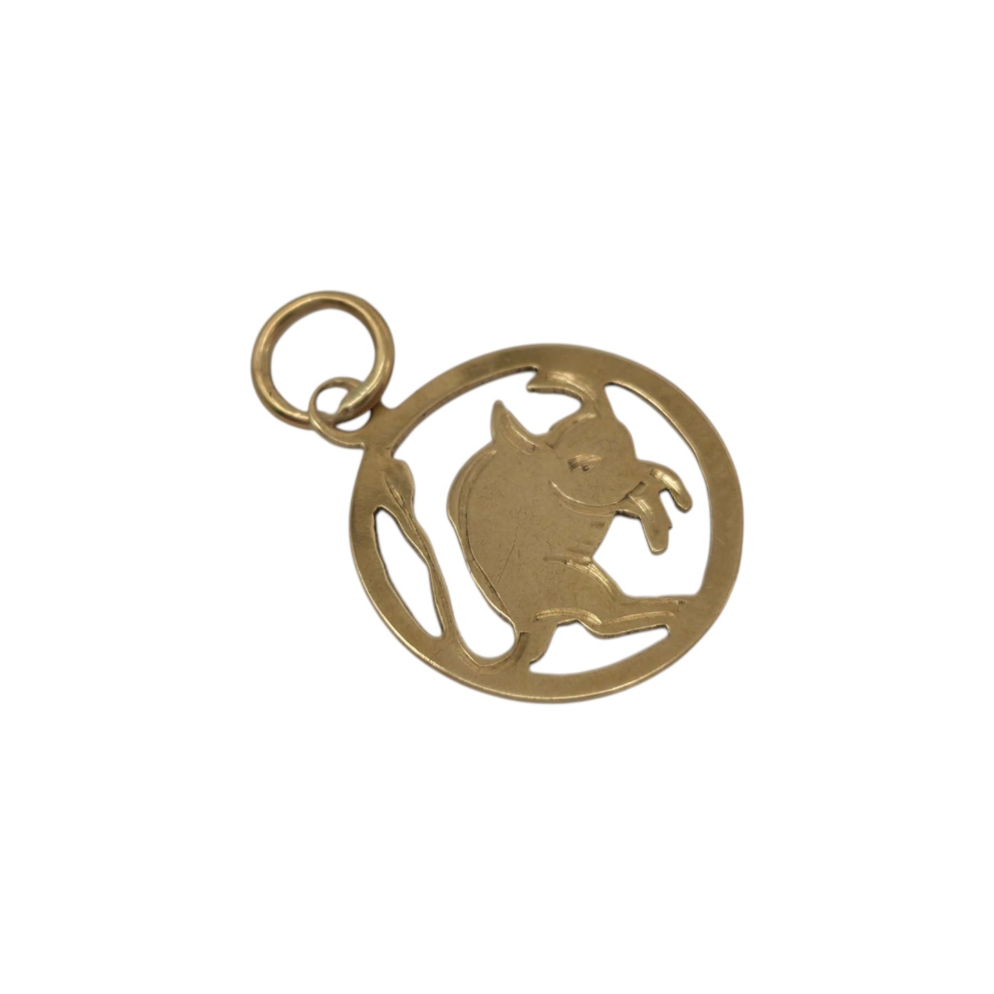 9ct 375 Yellow Gold Taurus Charm 1970 L 1.3 cm 0.4 g.