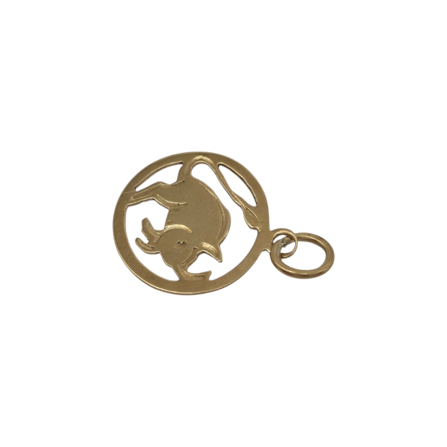 9ct 375 Yellow Gold Taurus Charm 1970 L 1.3 cm 0.4 g.