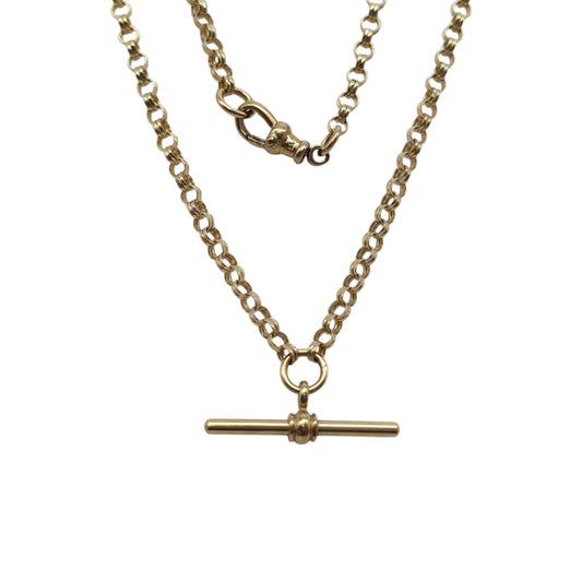 pre-owned 9ct gold Chain with the T-Bar pendant drop