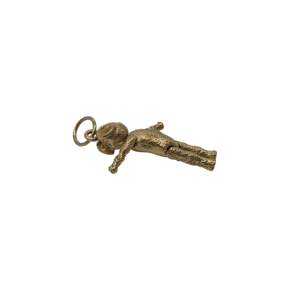 9ct 375 Yellow Gold Articulated Teddy Bear Charm With Ruby Eyes 1962 L 2.3 cm 3.5 g.