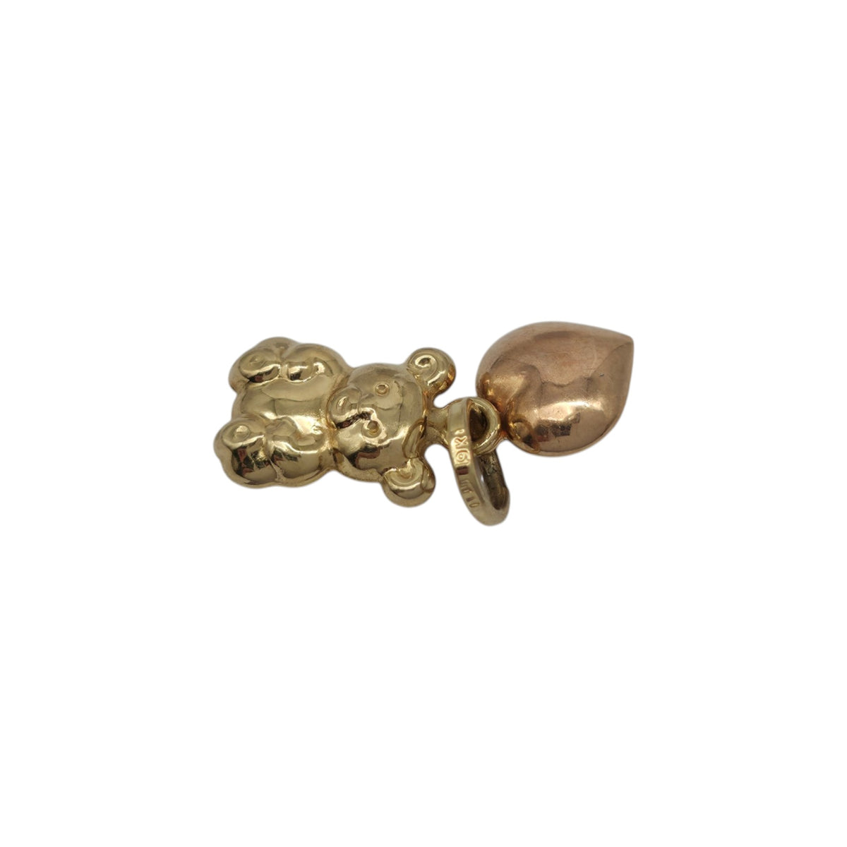 9ct Yellow & Rose Gold Teddy Bear With Heart Charm 0.9 cm 0.9 g.