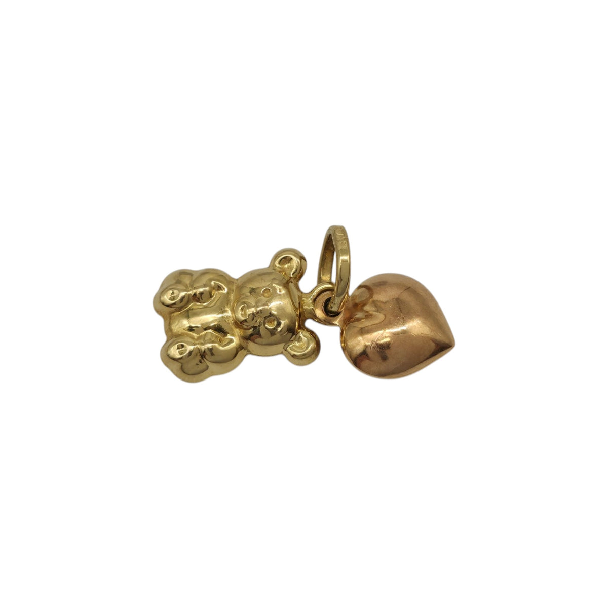 9ct Yellow & Rose Gold Teddy Bear With Heart Charm 0.9 cm 0.9 g.