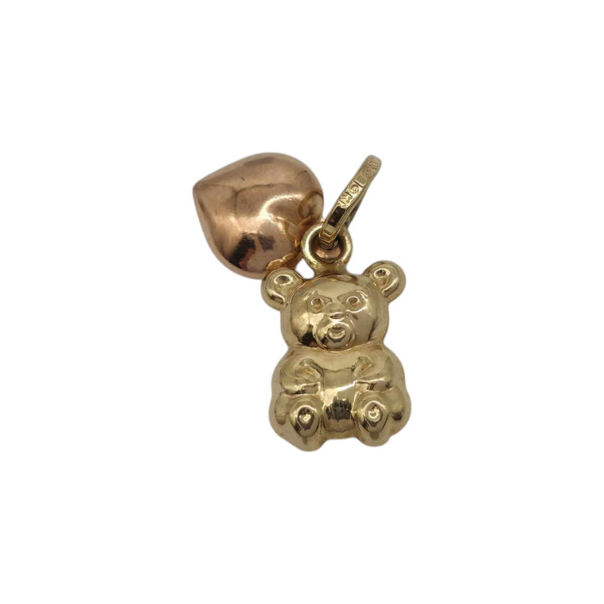 9ct Yellow & Rose Gold Teddy Bear With Heart Charm 0.9 cm 0.9 g.