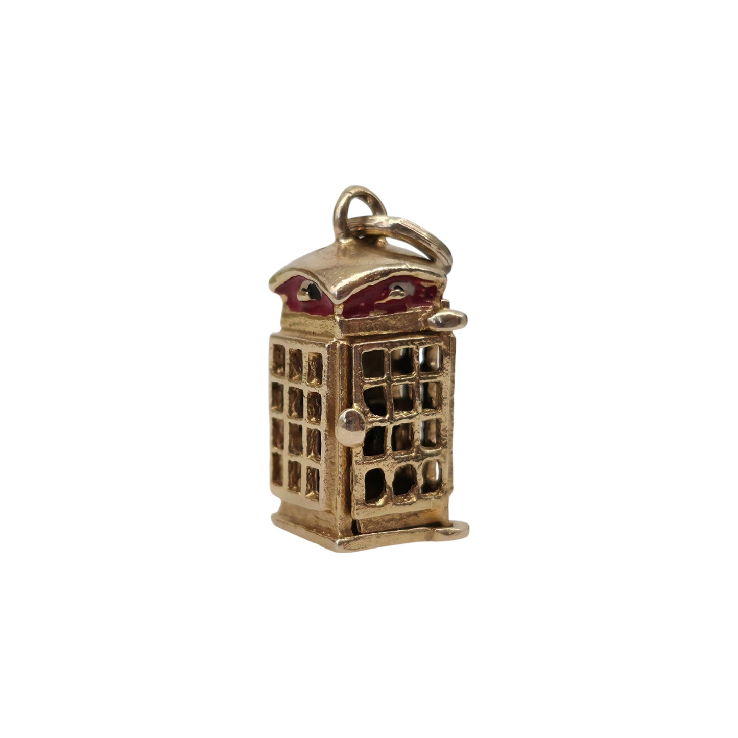 Georg Jensen 9ct 375 Yellow Gold Telephone Box Opening Charm 1971 L 1.6 cm 1.9 g.