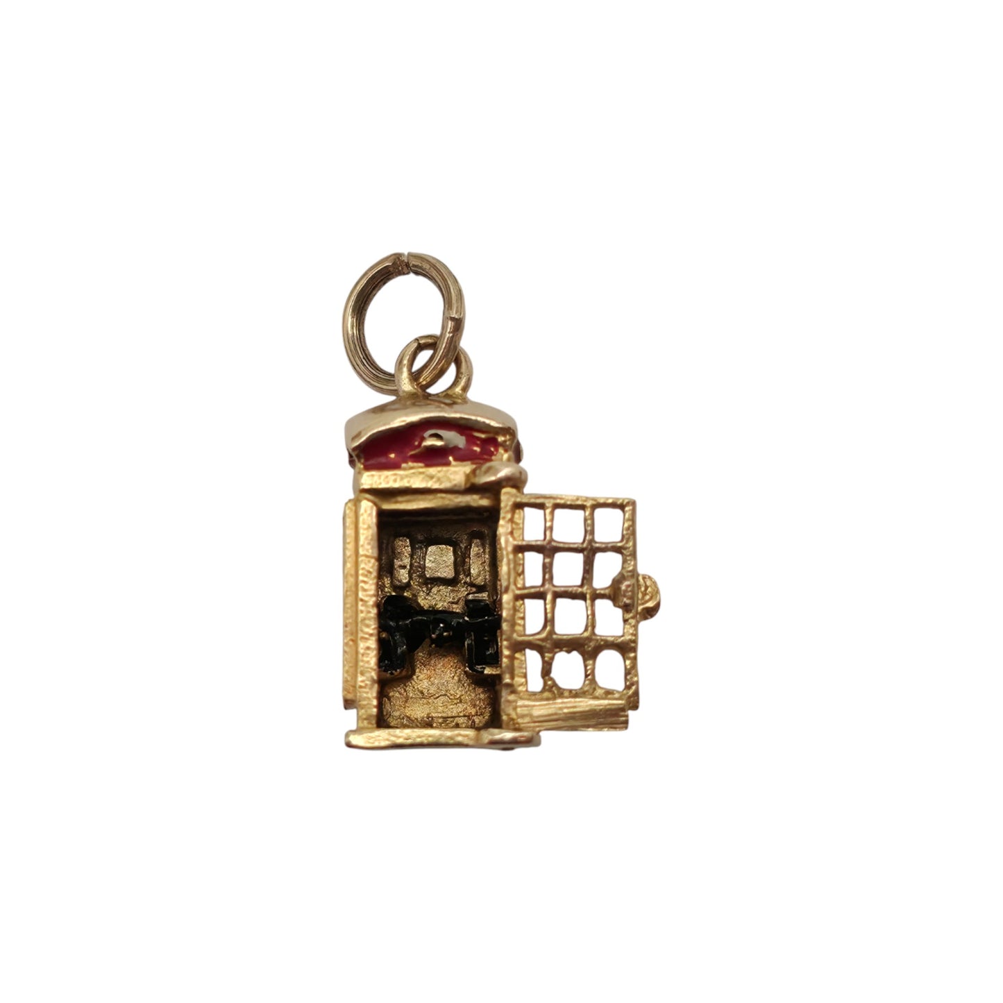 Georg Jensen 9ct 375 Yellow Gold Telephone Box Opening Charm 1971 L 1.6 cm 1.9 g.