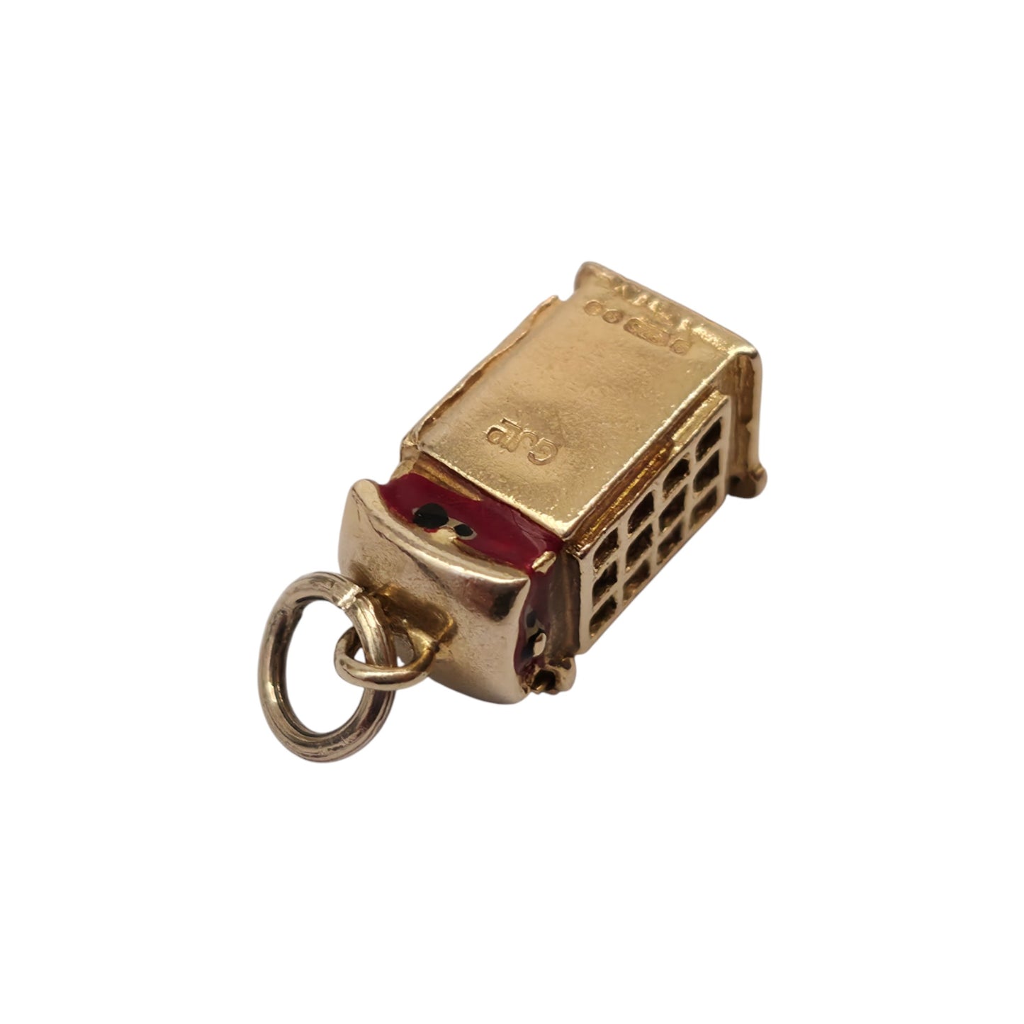 Georg Jensen 9ct 375 Yellow Gold Telephone Box Opening Charm 1971 L 1.6 cm 1.9 g.