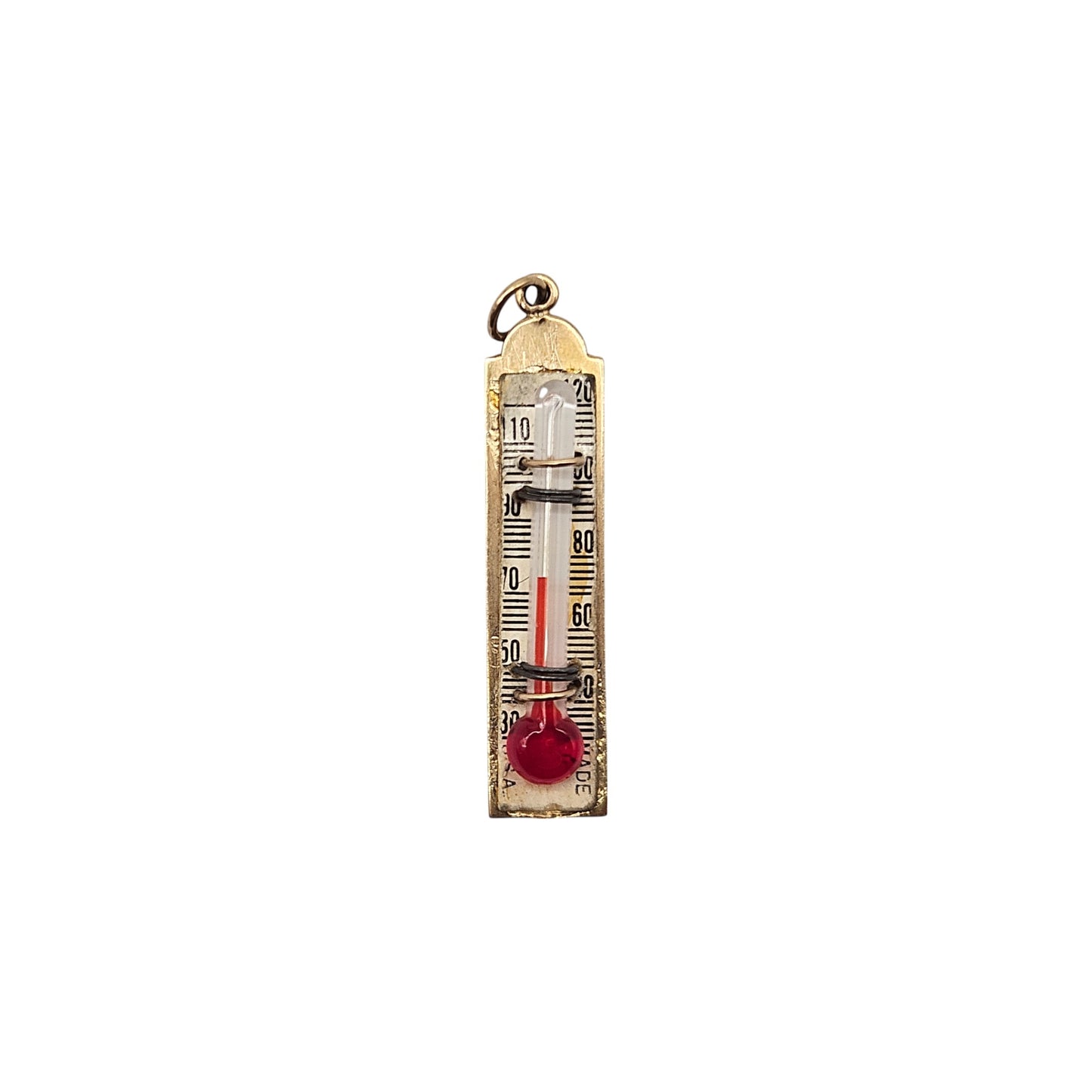 Rare 9ct 375 Yellow Gold Thermometer Charm 1963 L 3.1 cm 1.7 g.