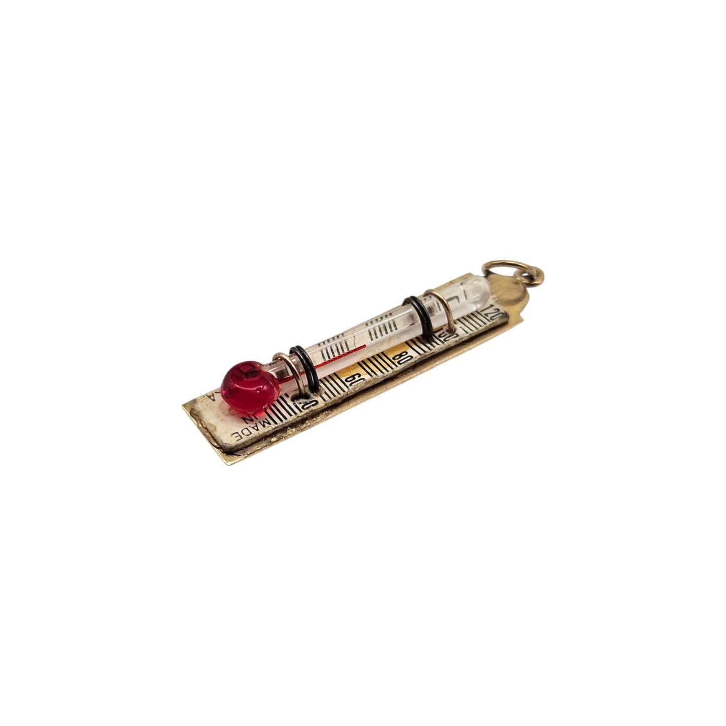 Rare 9ct 375 Yellow Gold Thermometer Charm 1963 L 3.1 cm 1.7 g.