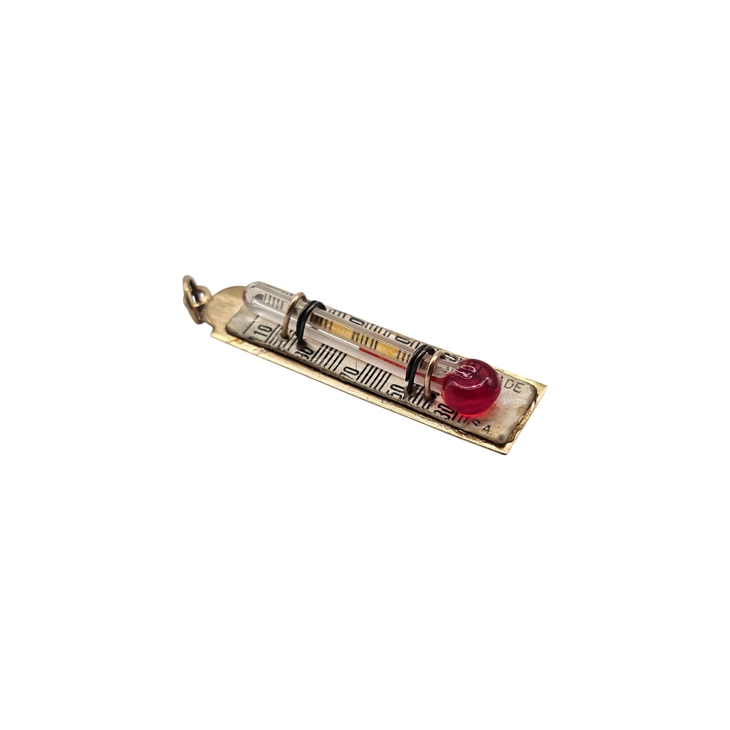 Rare 9ct 375 Yellow Gold Thermometer Charm 1963 L 3.1 cm 1.7 g.