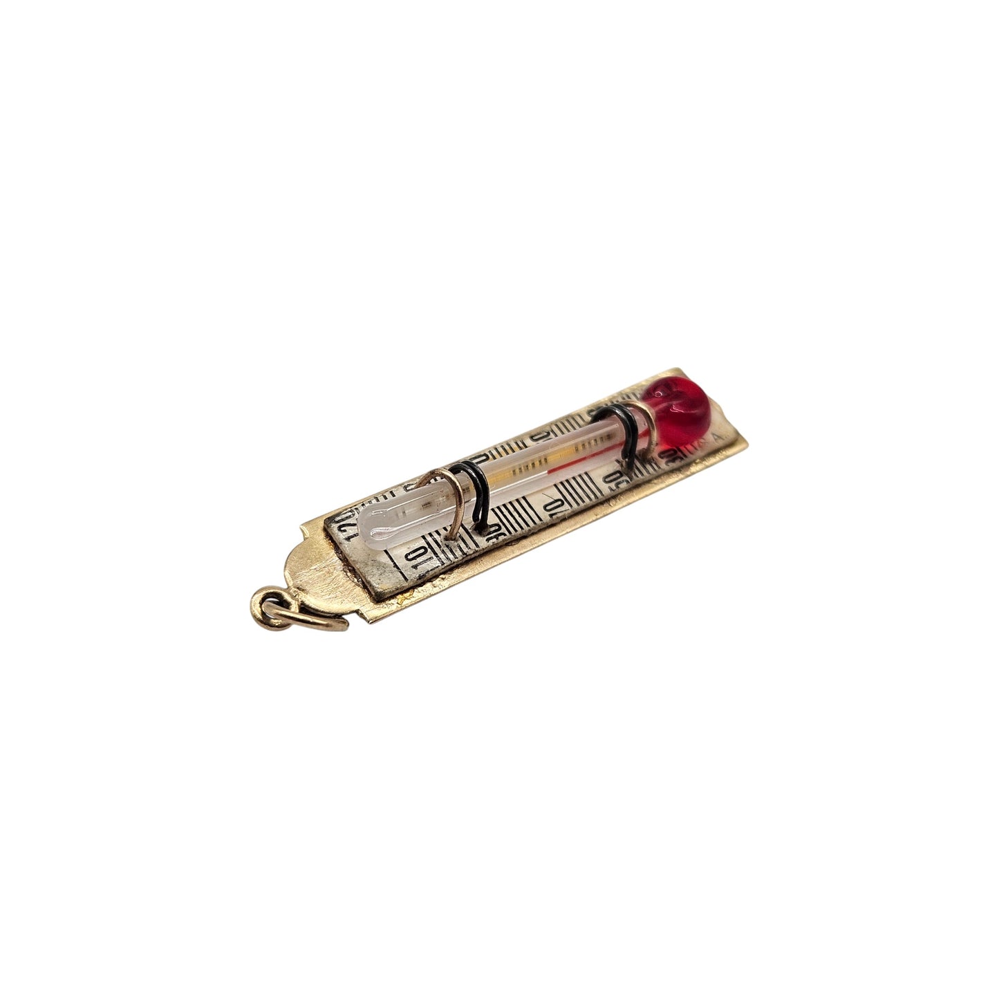 Rare 9ct 375 Yellow Gold Thermometer Charm 1963 L 3.1 cm 1.7 g.