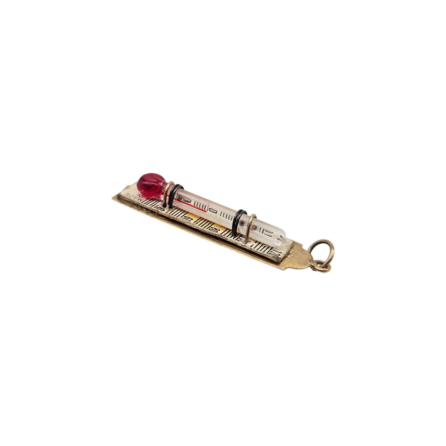Rare 9ct 375 Yellow Gold Thermometer Charm 1963 L 3.1 cm 1.7 g.