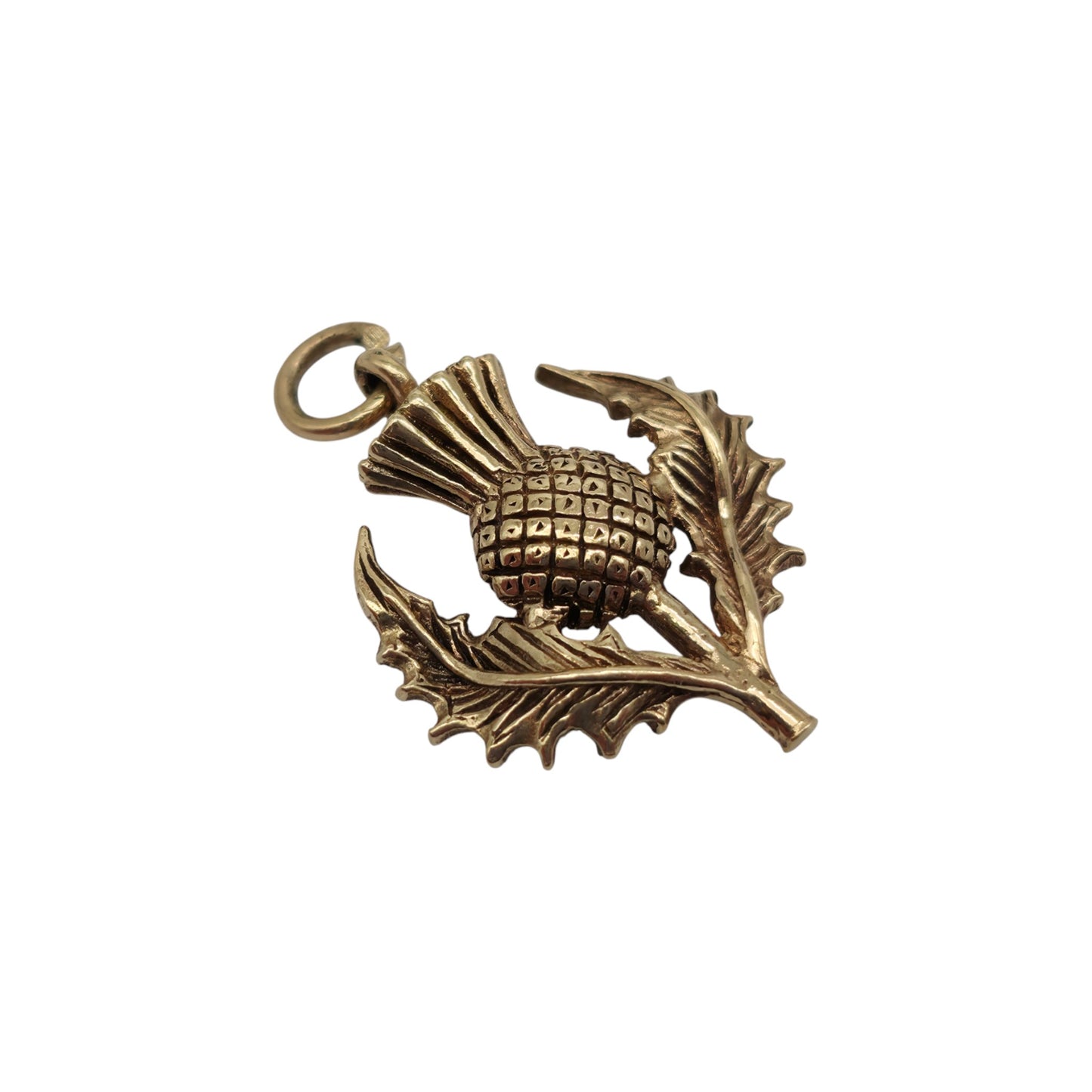 9ct 375 Yellow Gold Thistle Charm 1963 L 1.8 cm 2.9 g.