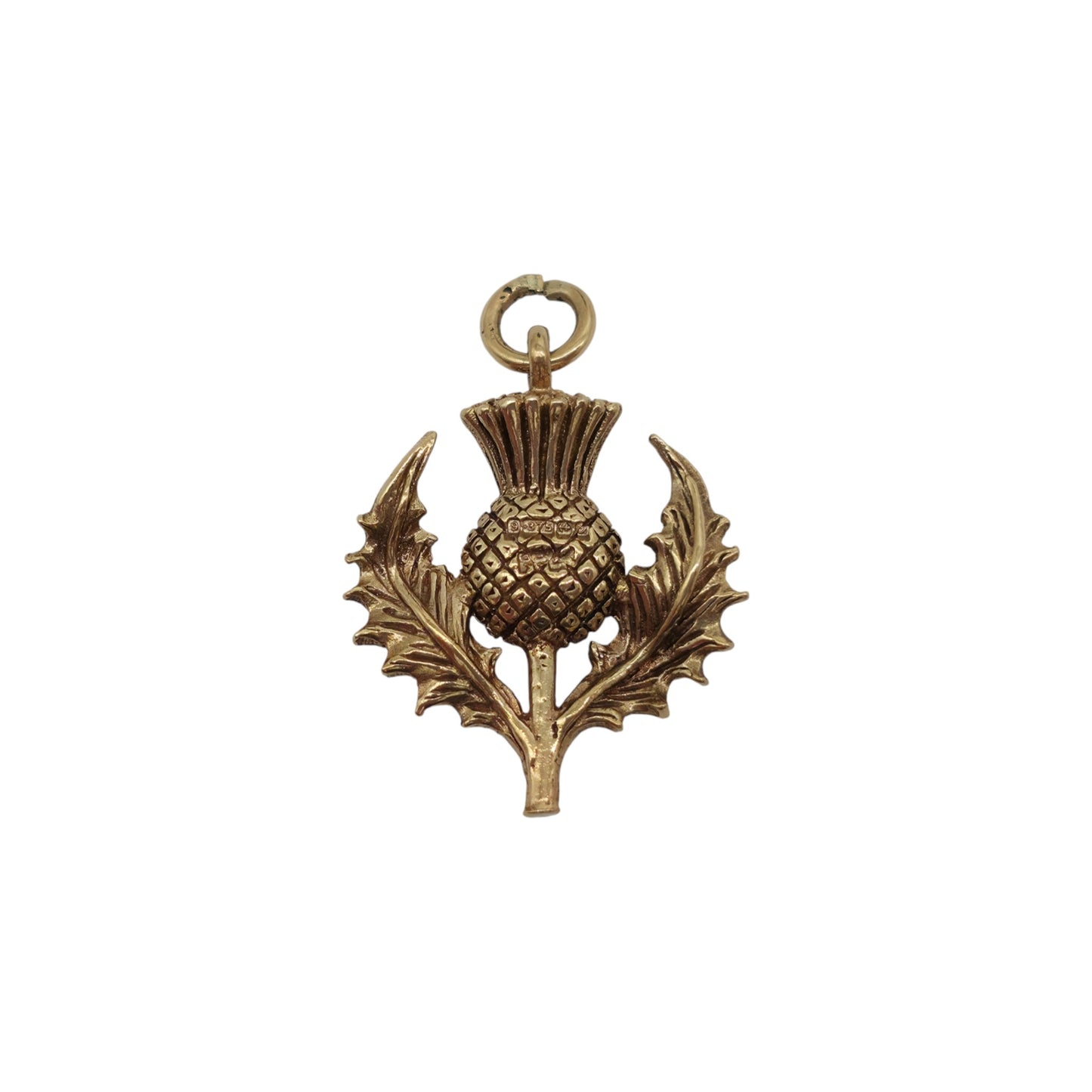 9ct 375 Yellow Gold Thistle Charm 1963 L 1.8 cm 2.9 g.