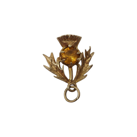 9ct 375 Yellow Gold Thistle Charm 1959 L 1.4 cm 1.7 g.