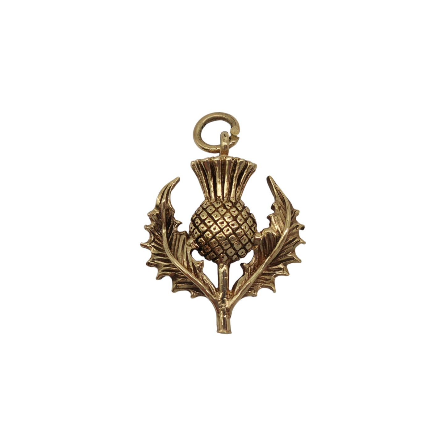 9ct 375 Yellow Gold Thistle Charm 1963 L 1.8 cm 2.9 g.
