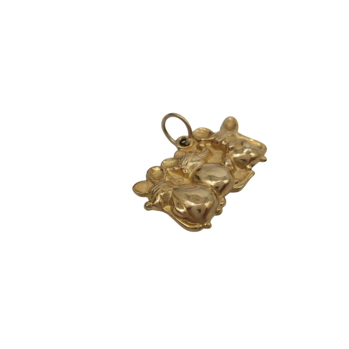 Unusual 9ct 375 Yellow Gold Three Blind Mice Charm 1975 L 2.1 cm 1.1 g.
