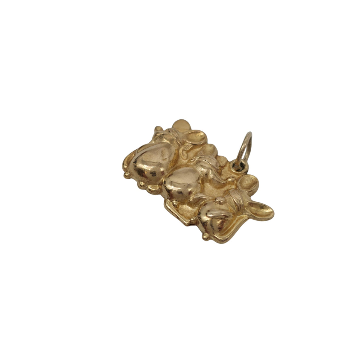 Unusual 9ct 375 Yellow Gold Three Blind Mice Charm 1975 L 2.1 cm 1.1 g.