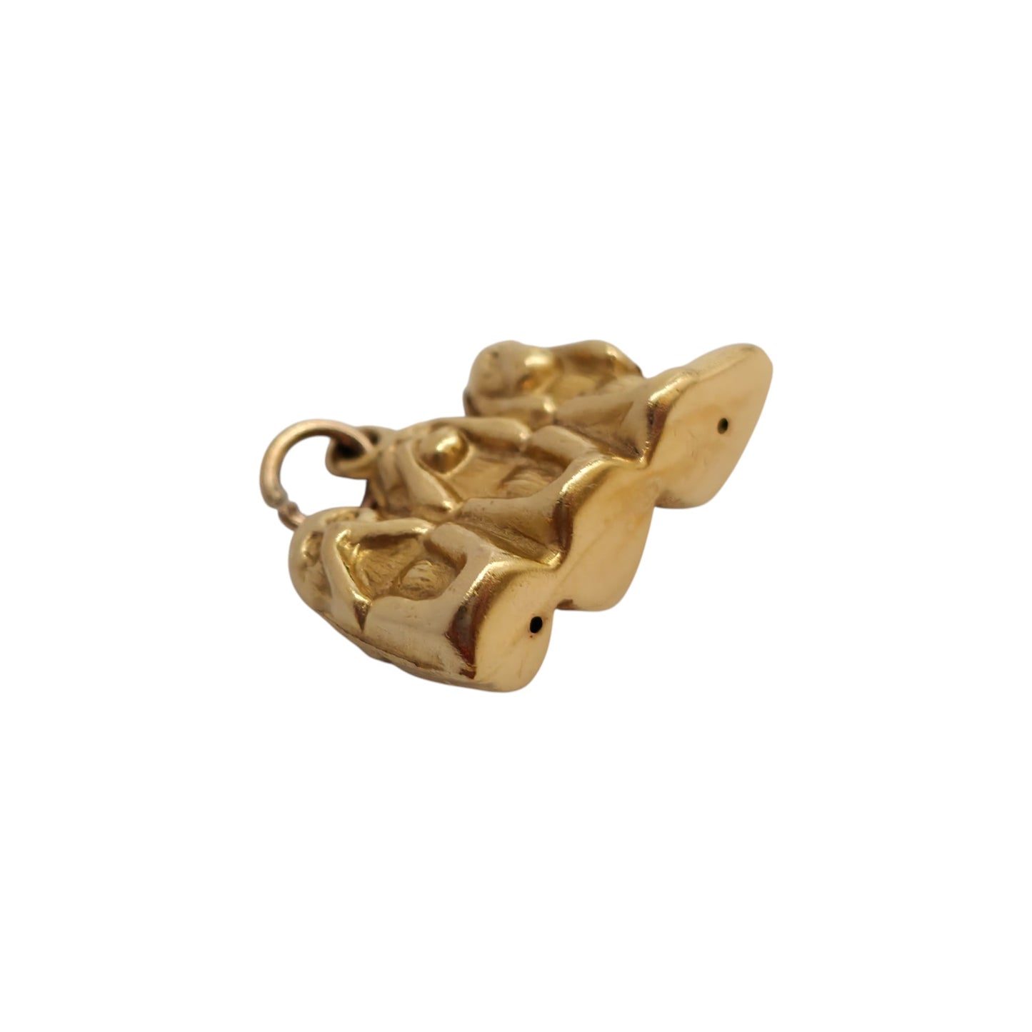 9ct 375 Yellow Gold Three Wise Monkeys Charm 1979 L 1.9 cm 1.6 g.