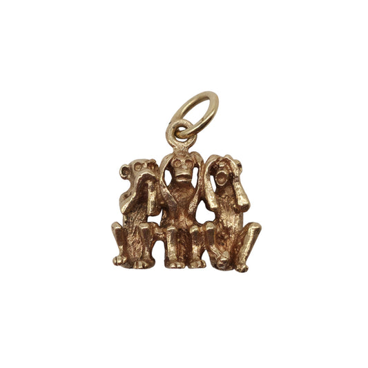 9ct 375 Yellow Gold Three Wise Monkey Charm