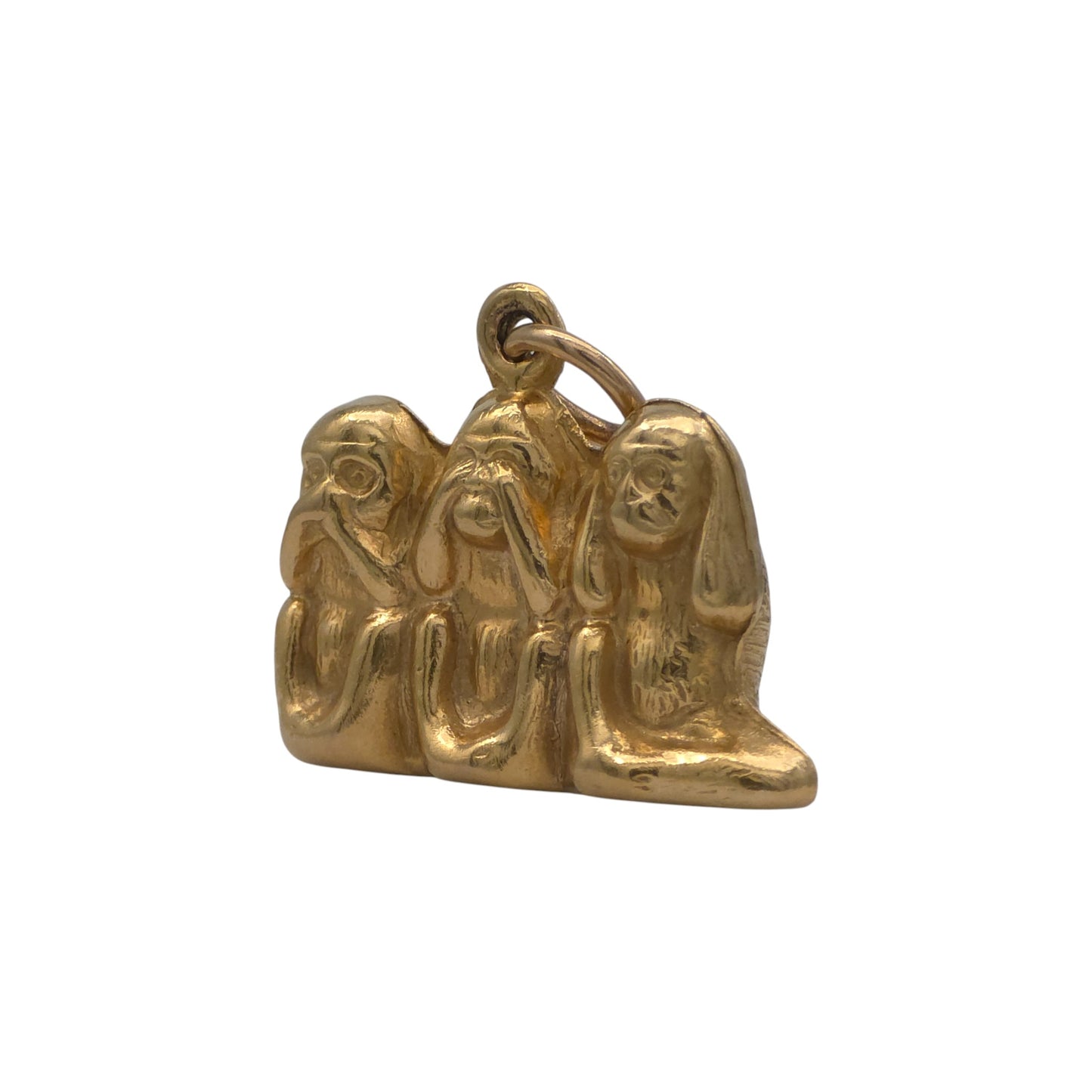 9ct 375 Yellow Gold Three Wise Monkeys Charm 1979 L 1.9 cm 1.6 g.