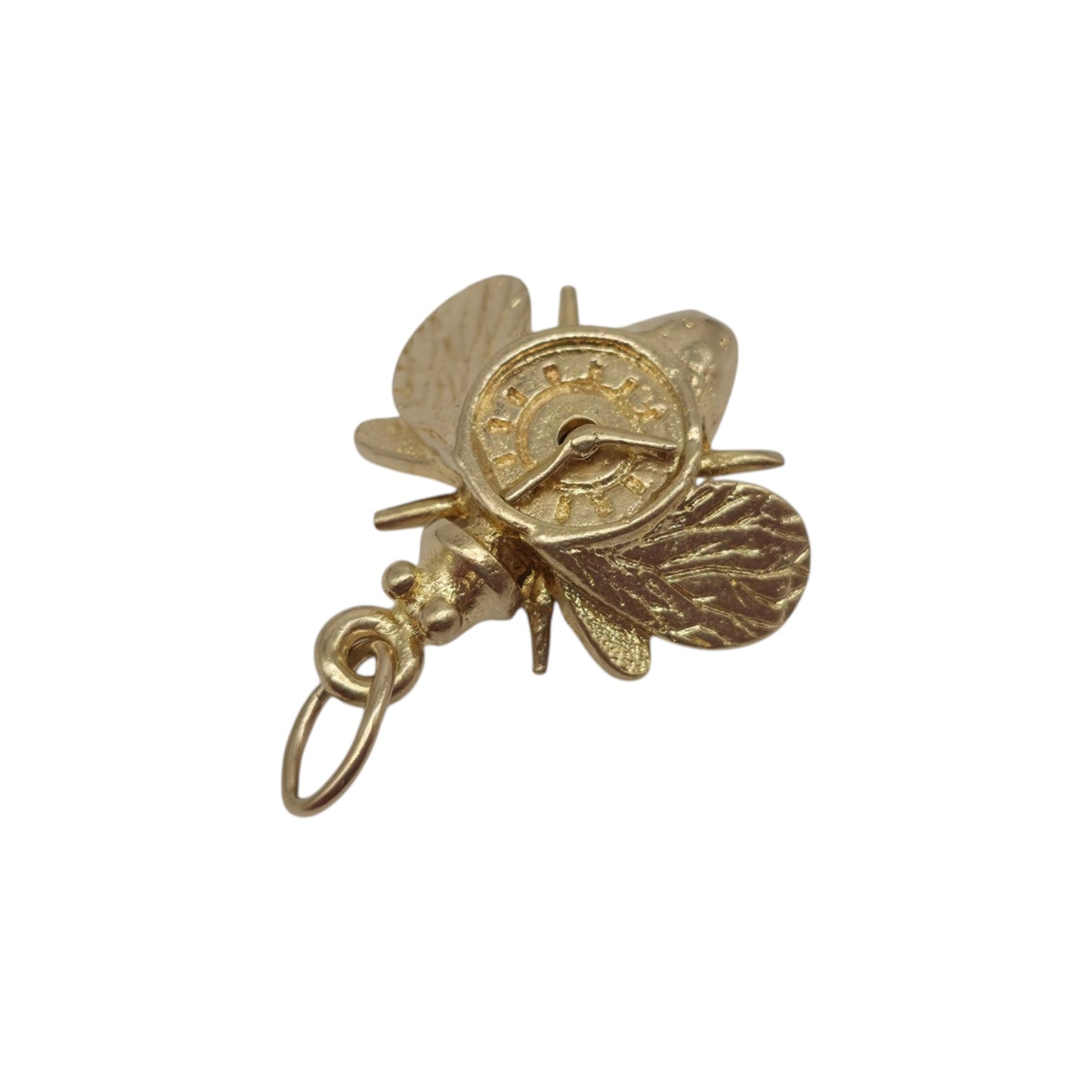 9ct 375 Yellow Gold Articulated "Time Flies" Bee Charm 1969 L 1.6 cm 2.8 g.