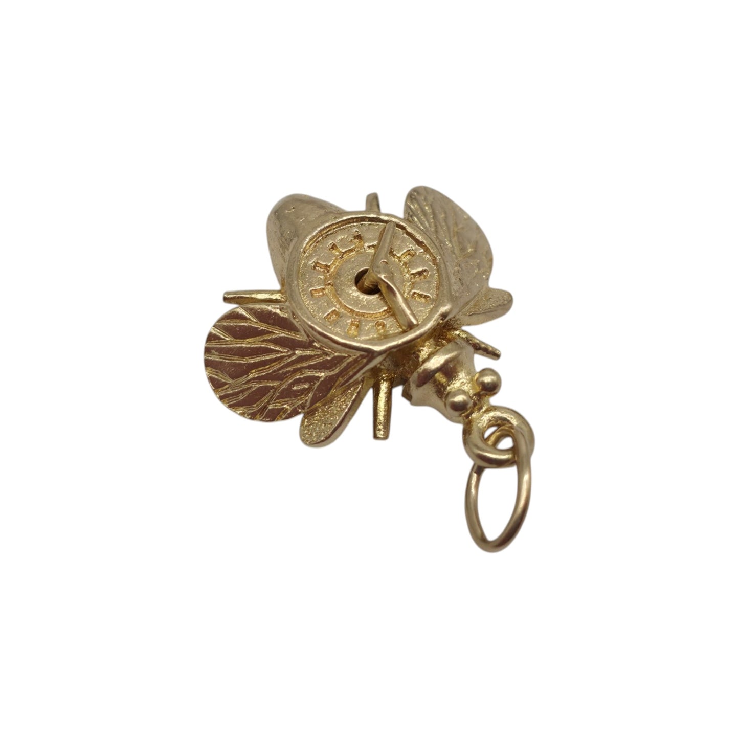 9ct 375 Yellow Gold Articulated "Time Flies" Bee Charm 1969 L 1.6 cm 2.8 g.