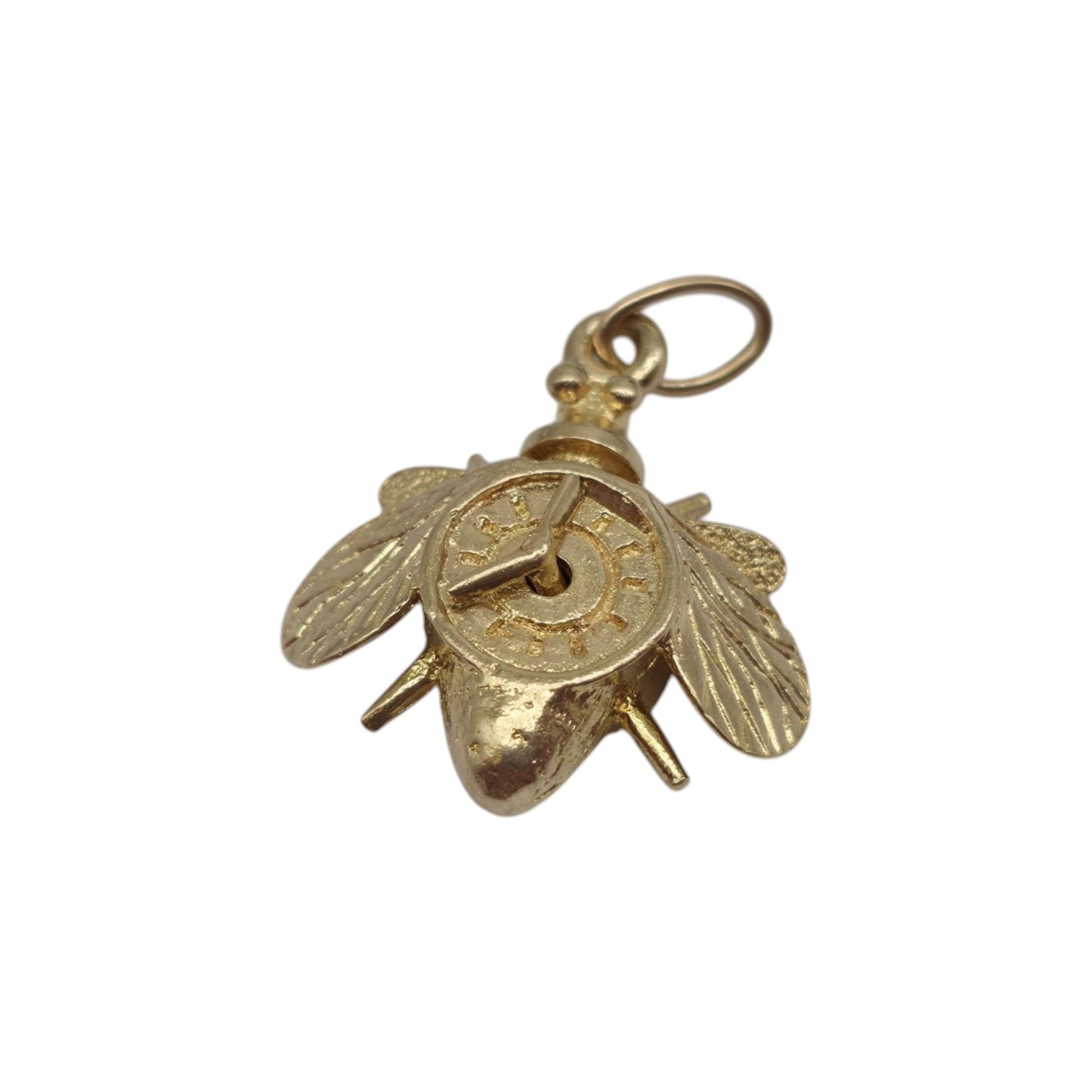 9ct 375 Yellow Gold Articulated "Time Flies" Bee Charm 1969 L 1.6 cm 2.8 g.