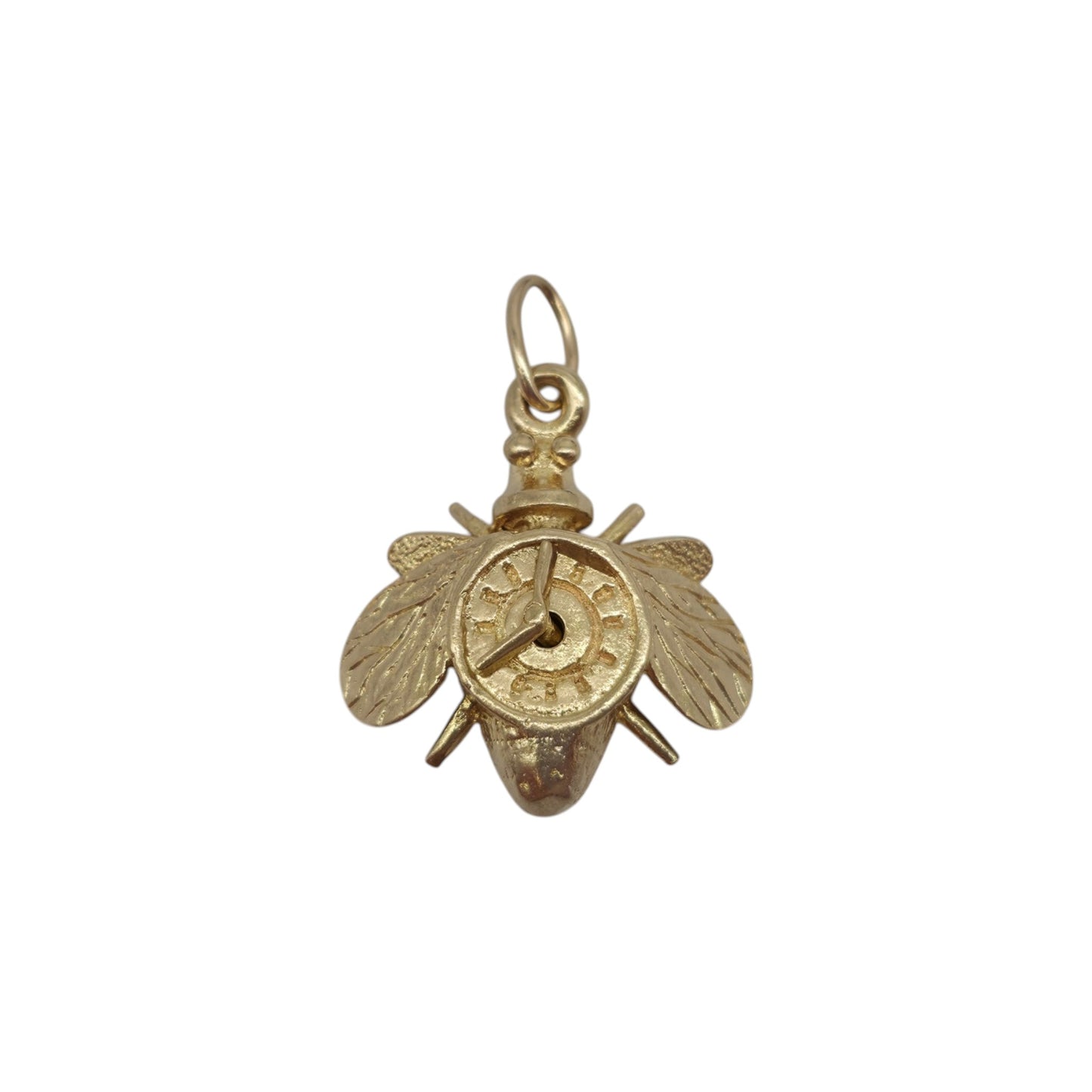 9ct 375 Yellow Gold Articulated "Time Flies" Bee Charm 1969 L 1.6 cm 2.8 g.