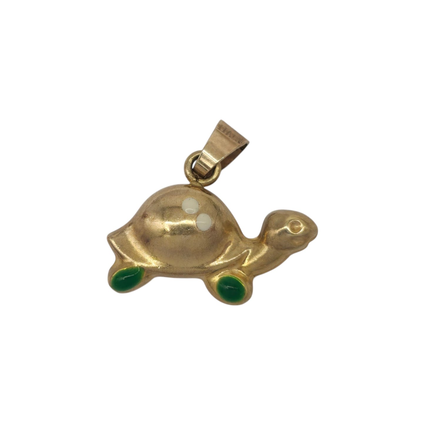 9ct 375 Yellow Gold & Enamel Tortoise Charm L 1.5 cm 0.5 g.