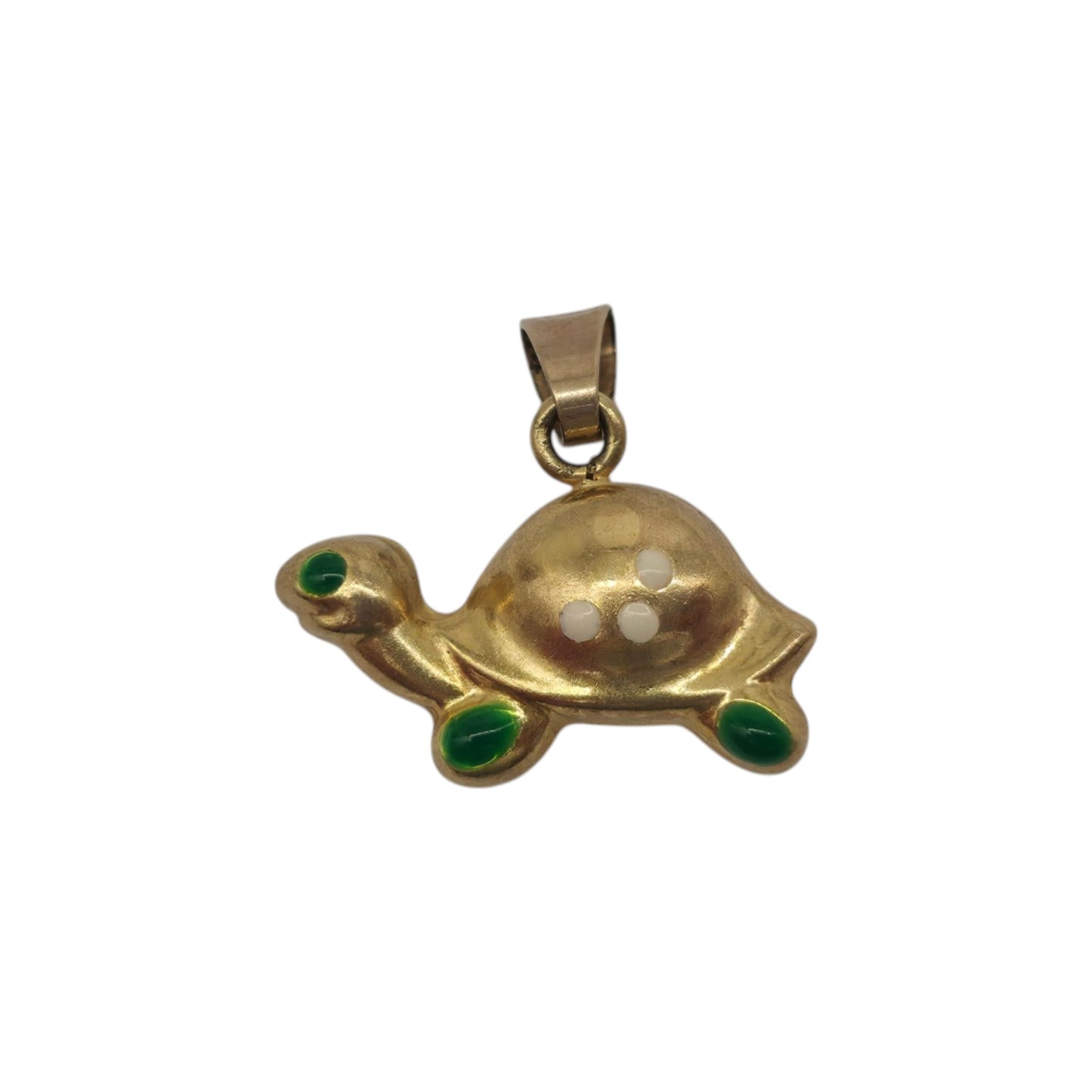 9ct 375 Yellow Gold & Enamel Tortoise Charm L 1.5 cm 0.5 g.