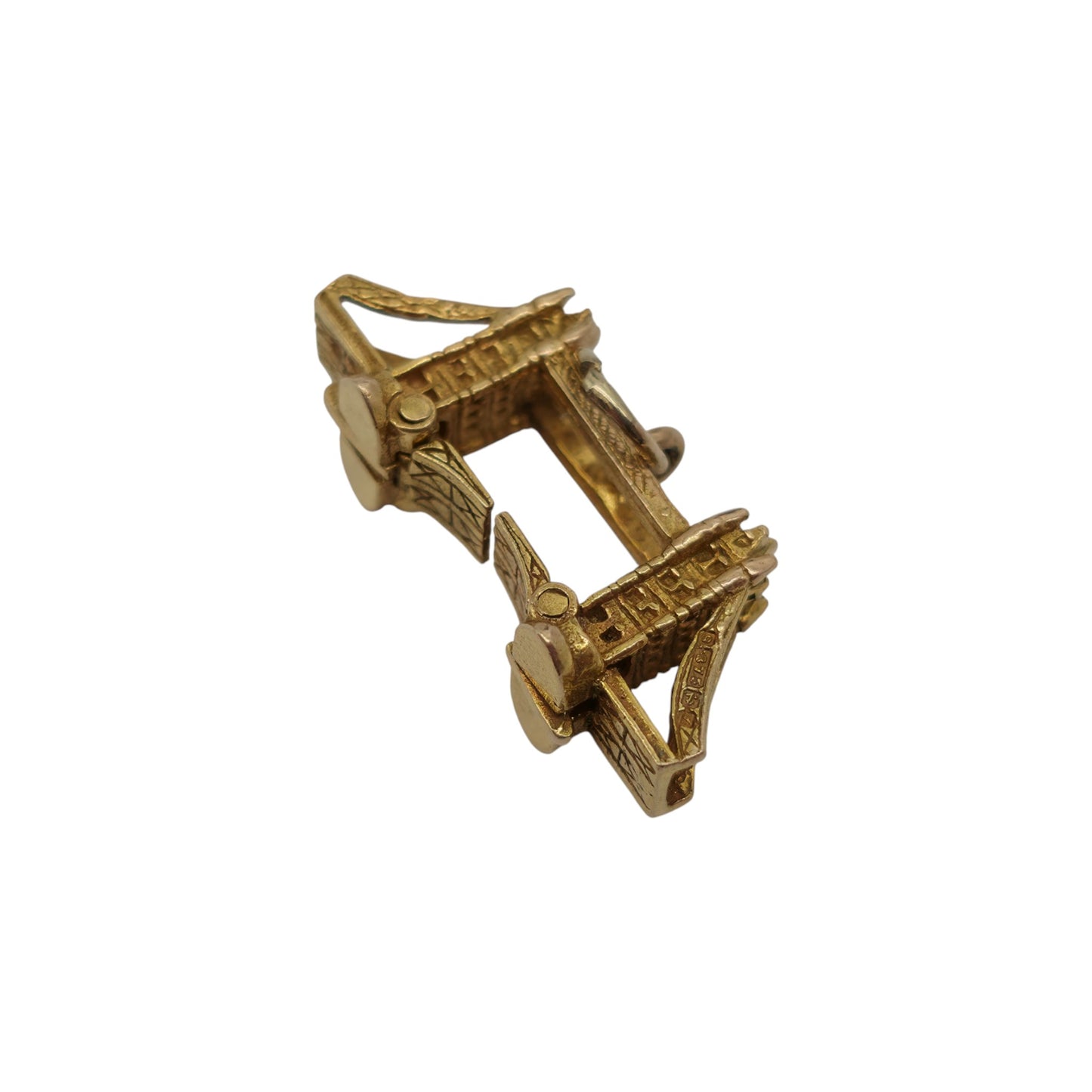 9ct 375イエローゴールド 可動式タワーブリッジチャーム 1960年代製 長さ2.3cm 3.1g