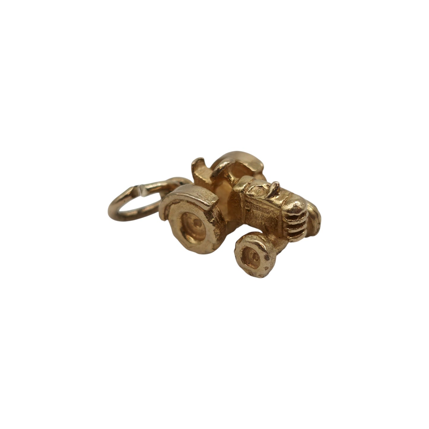 9ct 375 Yellow Gold Tractor Charm 1977 L 1.1 cm 3.1 g.