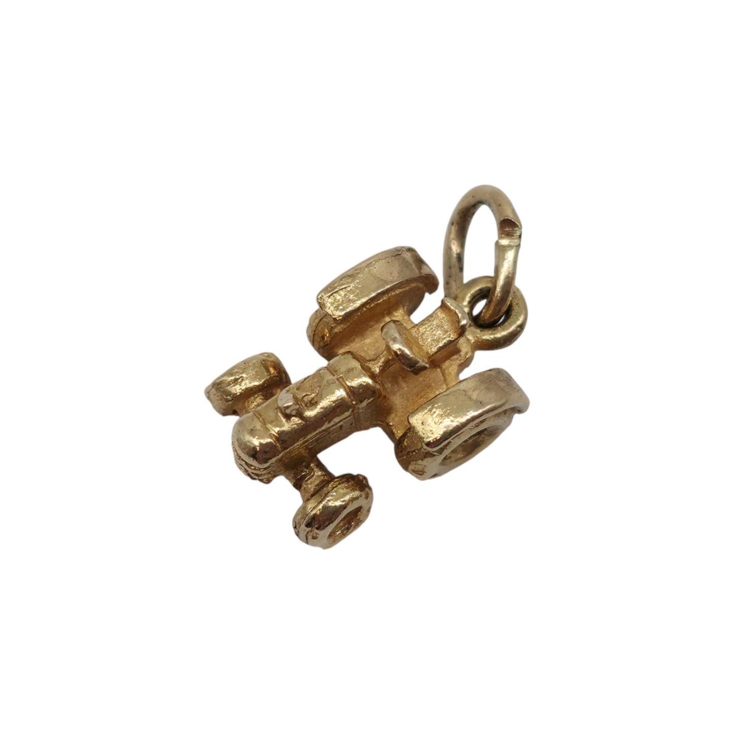 9ct 375 Yellow Gold Tractor Charm 1977 L 1.1 cm 3.1 g.