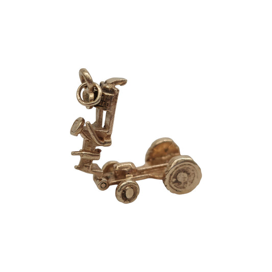 Heavy 9ct 375 Yellow Gold Tractor Opening Charm 1968 L 2.0 cm 6.1 g.