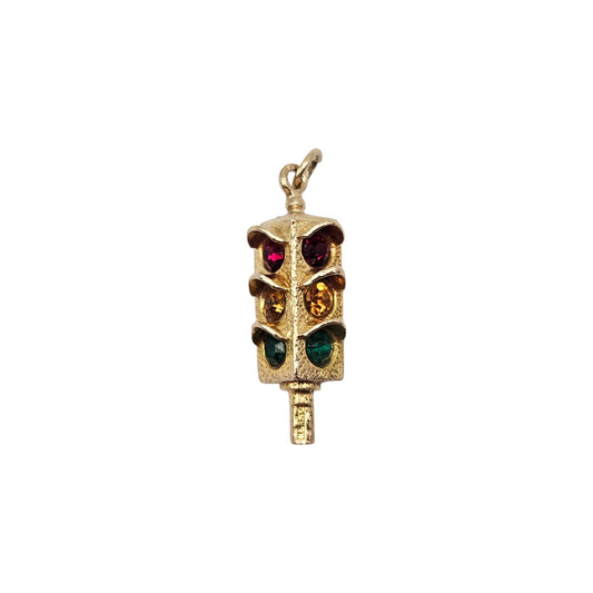 9ct 375 Yellow Gold Traffic Lights Charm 1968 L 2.0 cm 3.2 g.