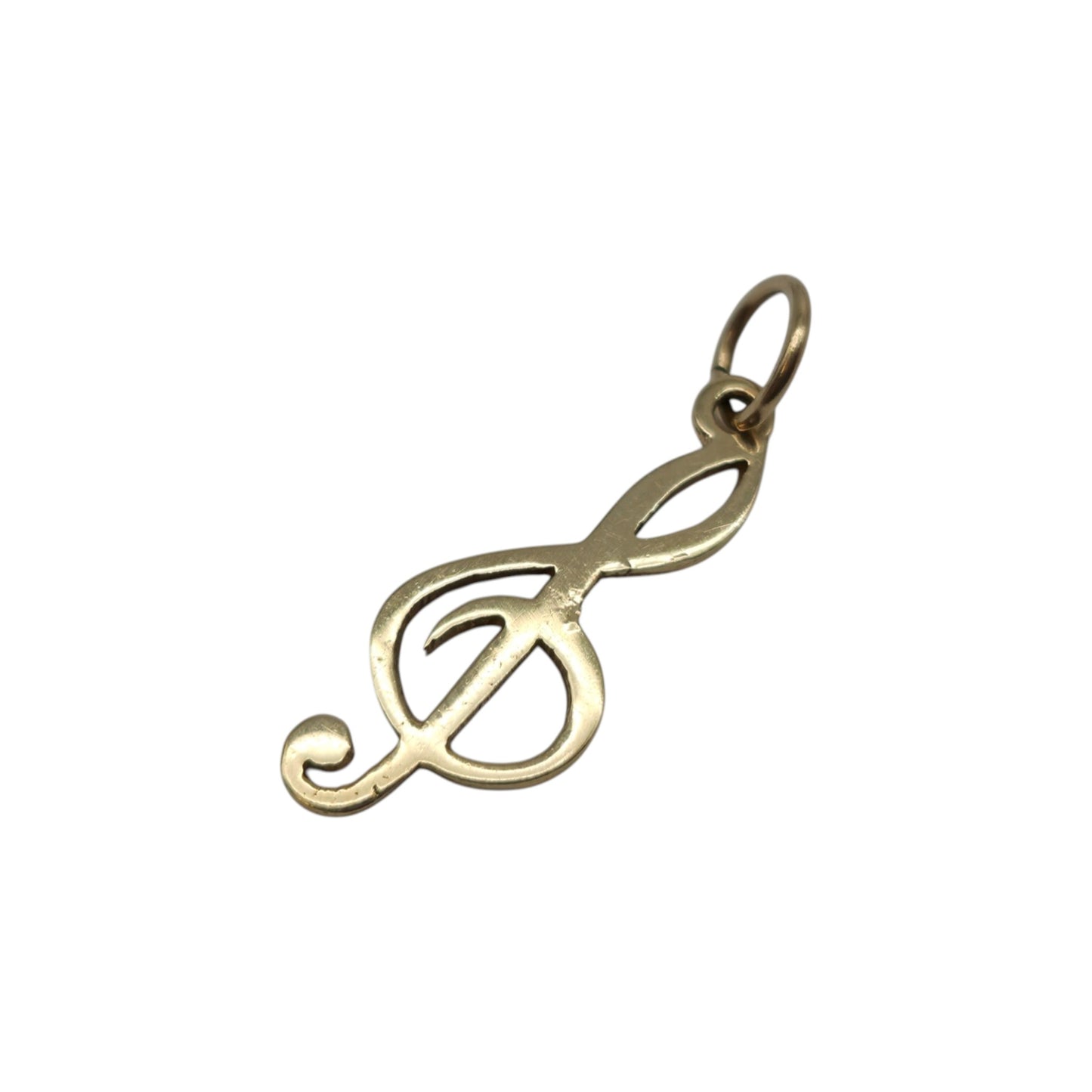 9ct 375 Yellow Gold Treble Clef Charm 1988 L 1.8 cm 0.5 g.