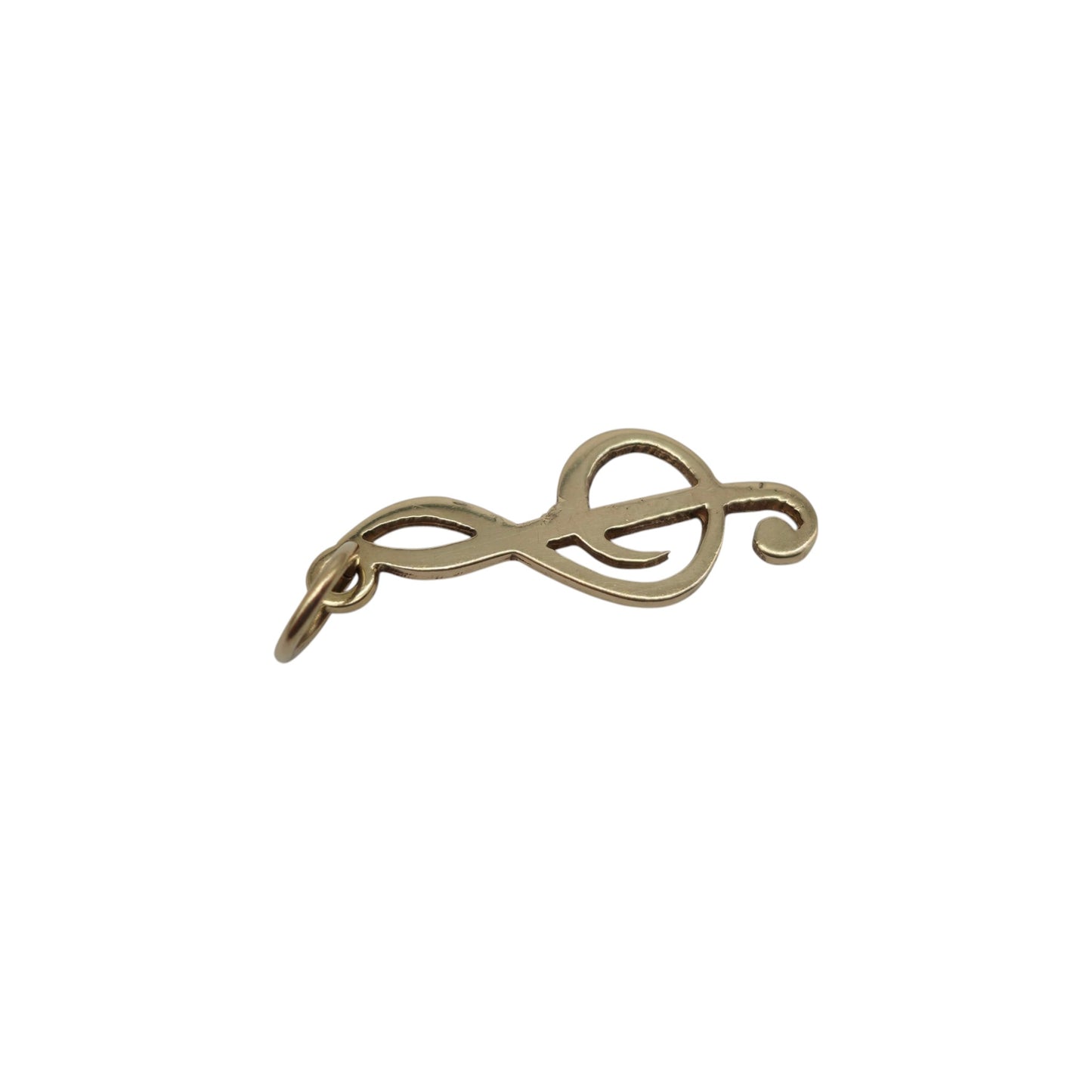 9ct 375 Yellow Gold Treble Clef Charm 1988 L 1.8 cm 0.5 g.