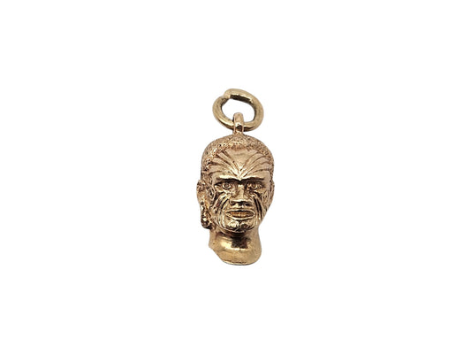 9ct Yellow Gold Tribal Head Charm L 1.2 cm 3.2 g.