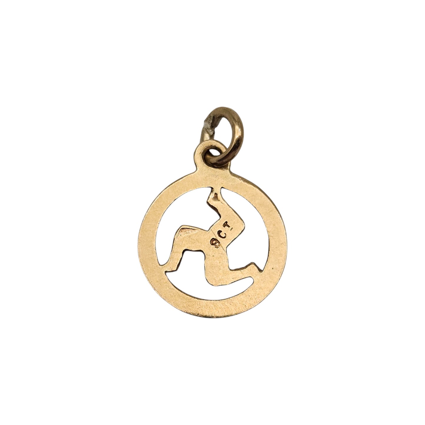 9ct Yellow Gold Triskelion IoM Charm c.1960's L 1.1 cm 0.5 g.