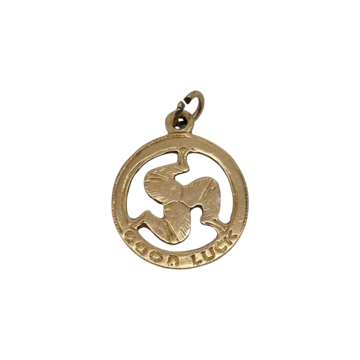 9ct 375 Yellow Gold Triskelion "Good Luck" Charm 1956 L 1.4 cm 1.0 g.